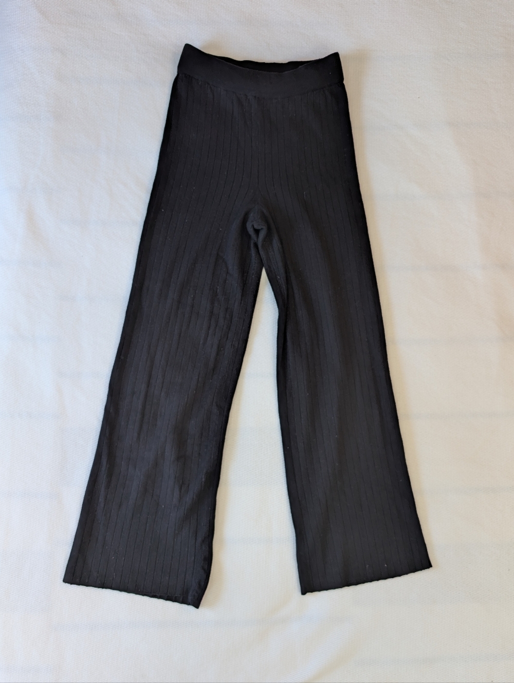 Abercrombie & Fitch Black Ribbed Knit Wide Leg Sweater Pants